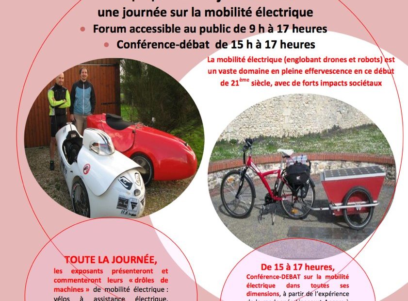 Affiche de la conférence sur les mobilités électrique.