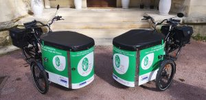 Deux vélo-cargos dans le Parc Naturel Oise Pays de France